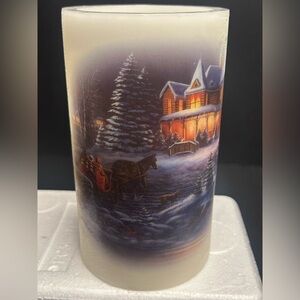 candle impressions - flameless candle -realistic holiday winter - over the river